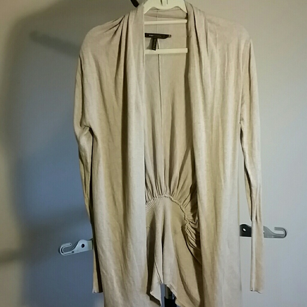 BCBG Cardigan sweater , open front , shawl collar.